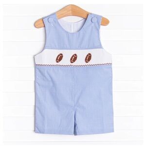Stitchy fish Football Smocked Jon Jon Blue